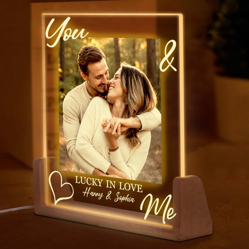 Custom Shaped 3D LED Walnut Night Light - Anniversary Wedding Gifts For Husband And Wife, Him And Her - You & Me Forever & Always