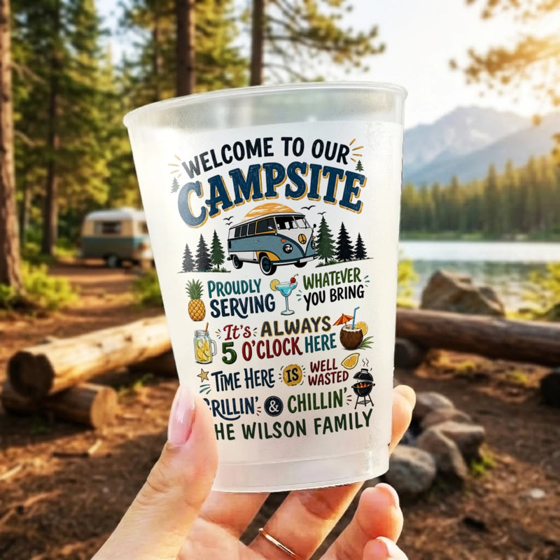 Custom Party Cups - Personalized Summer Vacation And Travel Camping Gifts For Campers, Mom, Dad, Brother, Sister, Kids - Keep Calm And Camp On
