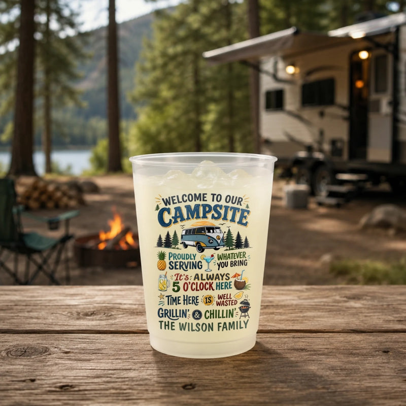 Custom Party Cups - Personalized Summer Vacation And Travel Camping Gifts For Campers, Mom, Dad, Brother, Sister, Kids - Keep Calm And Camp On