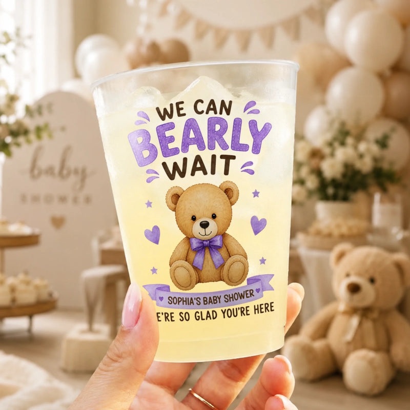 Custom Party Cups - Personalized Baby Shower, Gender Reveal Gifts For New Moms, New Dads, New Parents - We Can Bearly Wait