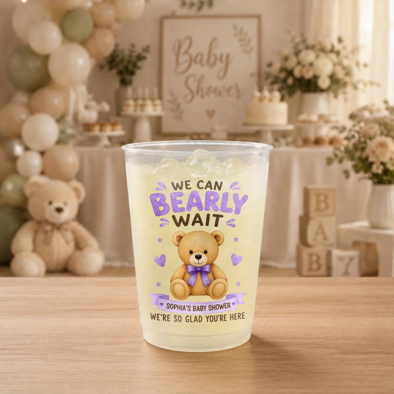 Custom Party Cups - Personalized Baby Shower, Gender Reveal Gifts For New Moms, New Dads, New Parents - We Can Bearly Wait