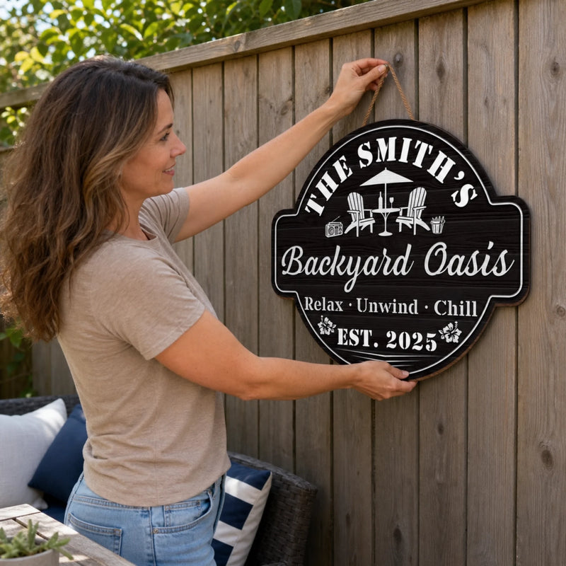 Custom Wood Sign - Personalized Summer Vacation And Travel Gifts For Women, Men, Family - Welcome To Our Backyard Paradise