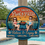 Custom Name Pool and Patio Gifts for Couples - Personalized Wood Sign