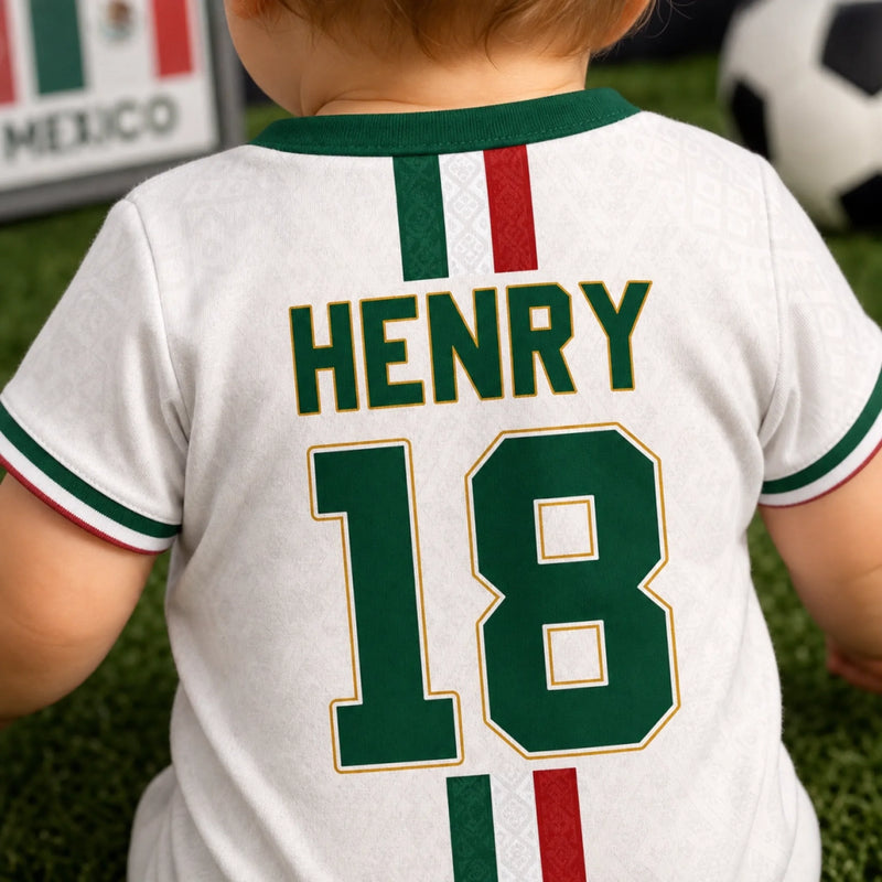 Custom Mexico World Football Baby Jersey Bodysuit - Personalized Baby Shower, Gender Reveal Gifts For New Moms, New Dads, Football Lovers - The Next Great Champion