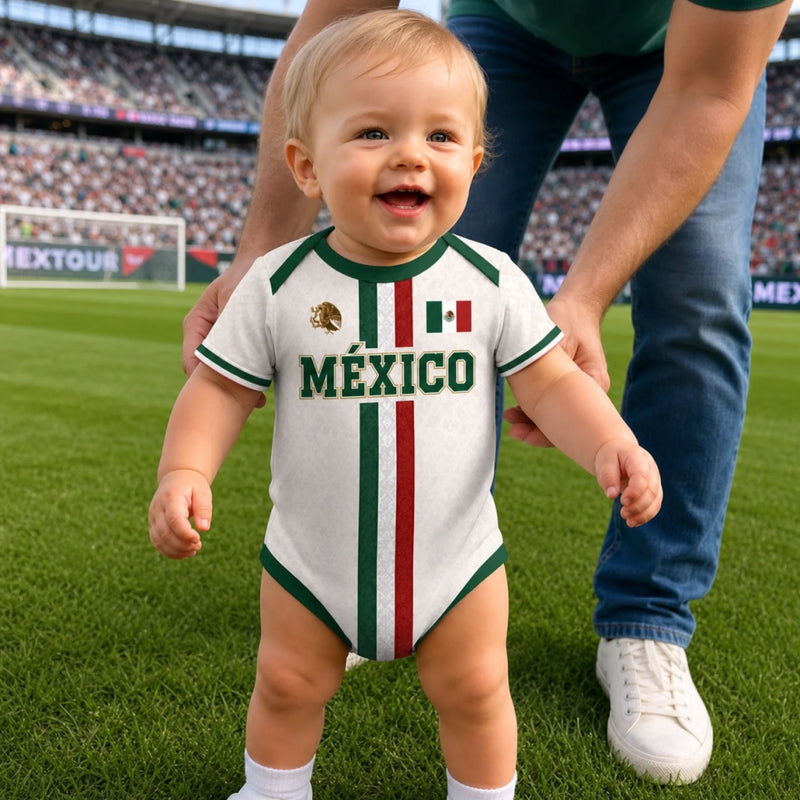 Custom Mexico World Football Baby Jersey Bodysuit - Personalized Baby Shower, Gender Reveal Gifts For New Moms, New Dads, Football Lovers - The Next Great Champion