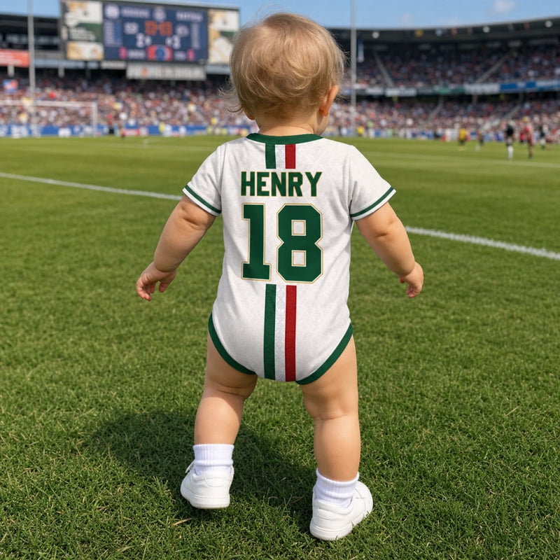Custom Mexico World Football Baby Jersey Bodysuit - Personalized Baby Shower, Gender Reveal Gifts For New Moms, New Dads, Football Lovers - The Next Great Champion
