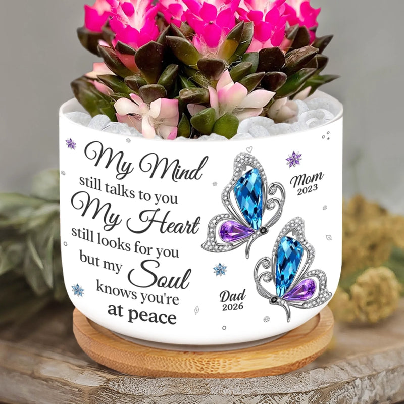 Custom Home Decor Ceramic Plant Pot -  Personalized Memorial Sympathy Gifts For Loss of Mom, Dad - Cardinal Visits From Heaven