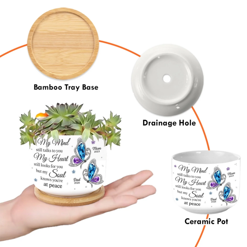 Custom Home Decor Ceramic Plant Pot -  Personalized Memorial Sympathy Gifts For Loss of Mom, Dad - Cardinal Visits From Heaven