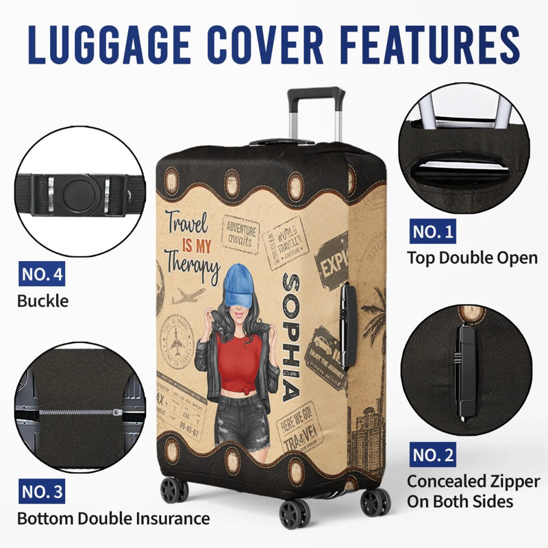 Custom Luggage Cover - Personalized Summer Vacation And Travel Gifts For Women, Besties, Sisters, BFF - Adventure Awaits Everywhere
