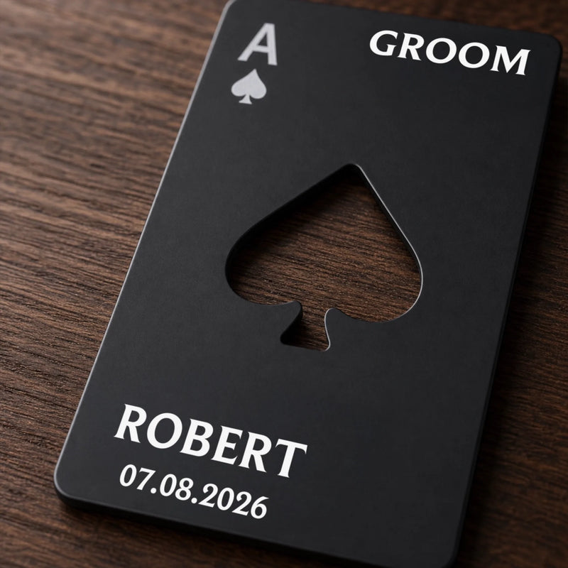 Custom Ace Of Spades Bottle Opener - Personalized Groomsmen Proposal Wedding Gifts For Groomsmen - Proud Groomsman