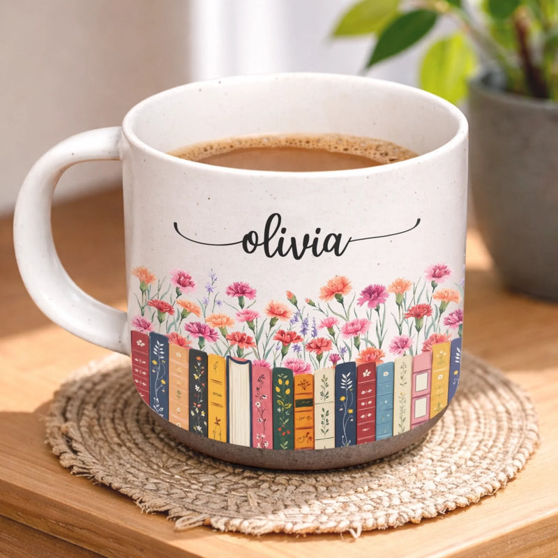 Custom Pottery Mug - Personalized Bookish Gifts For Book Lovers, Bookworms, Readers - Just One More Chapter
