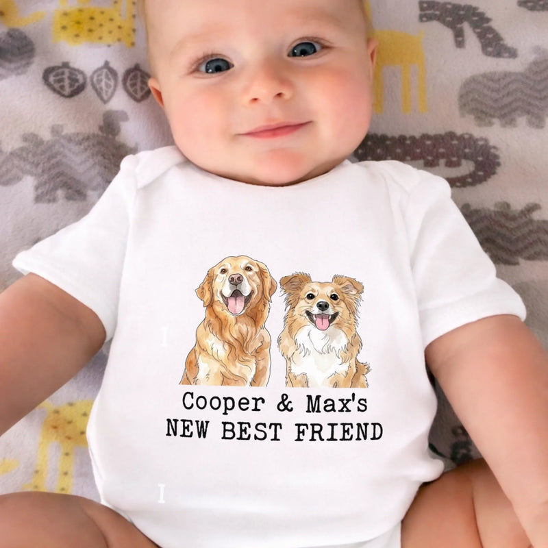 Custom Photo Baby Onesie -  Personalized Baby Shower, Gender Reveal Gifts For New Moms, New Dads, New Parents, Dog Cat Lovers - Newest Member Of The Pack