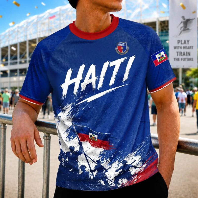 Custom Men's Haiti World Football Jersey Shirt - Personalized Birthday Gifts For Football Lovers, Sports Fans, Sports Lovers - Fearless On The Field