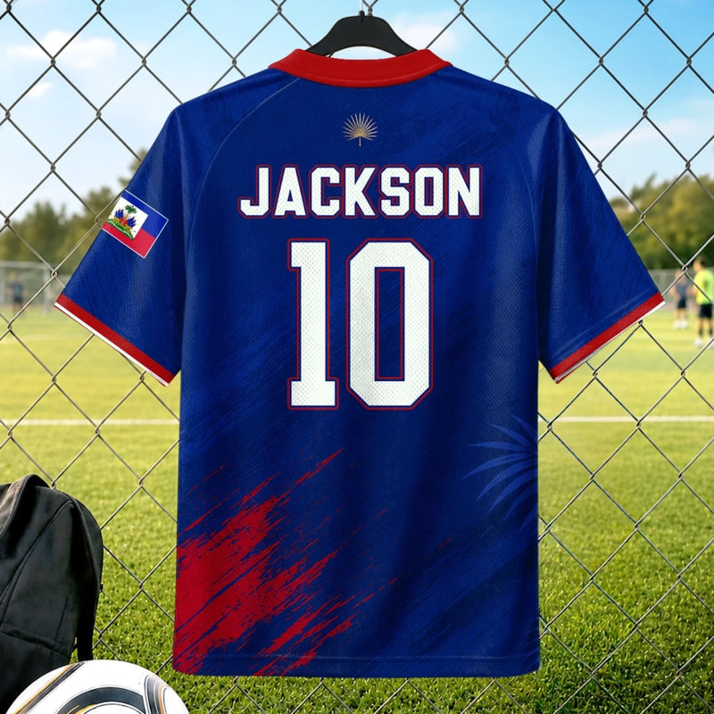 Custom Men's Haiti World Football Jersey Shirt - Personalized Birthday Gifts For Football Lovers, Sports Fans, Sports Lovers - Fearless On The Field