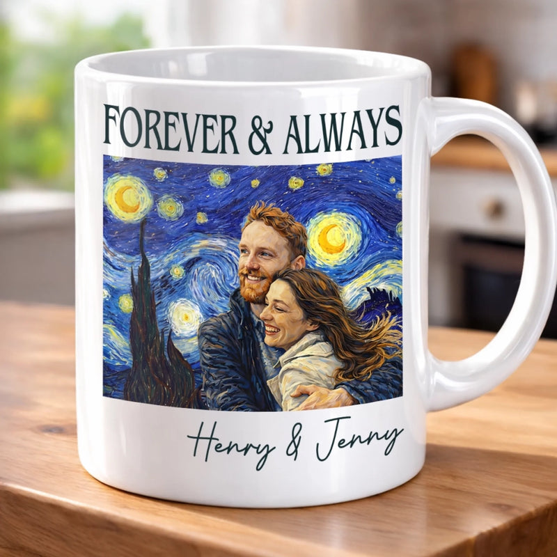 Custom Photo Mug - Personalized Anniversary Wedding Gifts For Husband And Wife, Him And Her - Forever To Go