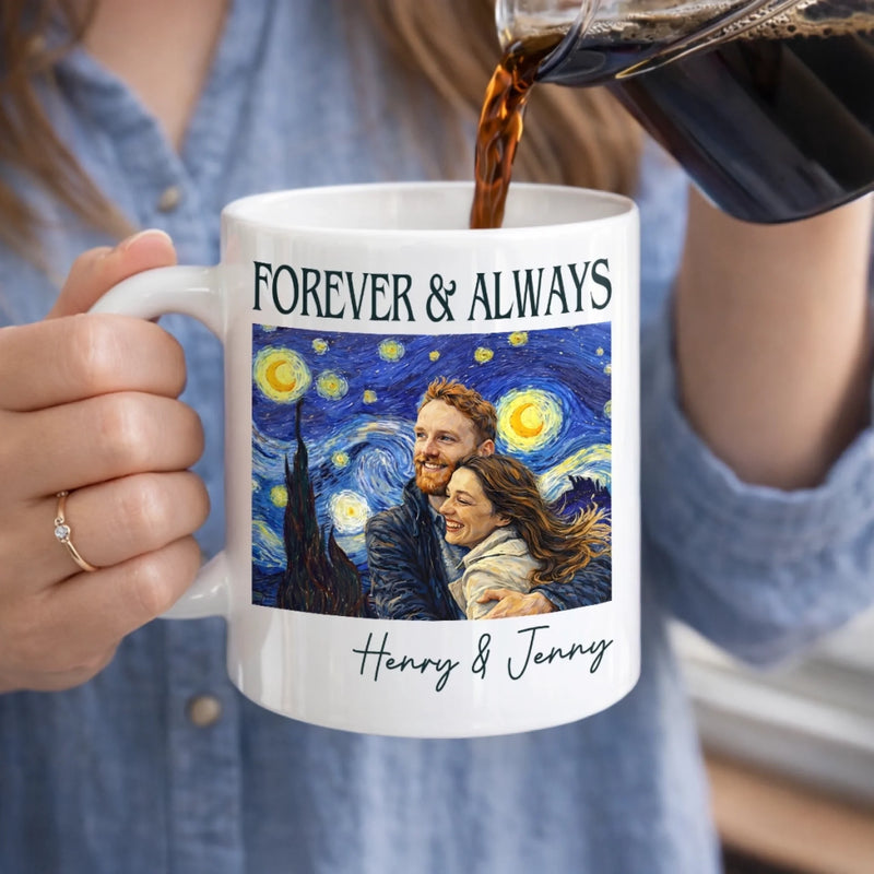 Custom Photo Mug - Personalized Anniversary Wedding Gifts For Husband And Wife, Him And Her - Forever To Go