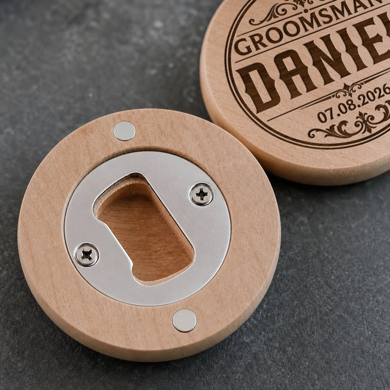 Custom Wooden Magnet Bottle Opener -  Personalized Groomsmen Proposal Wedding Gifts For Groomsmen - Official Groomsman