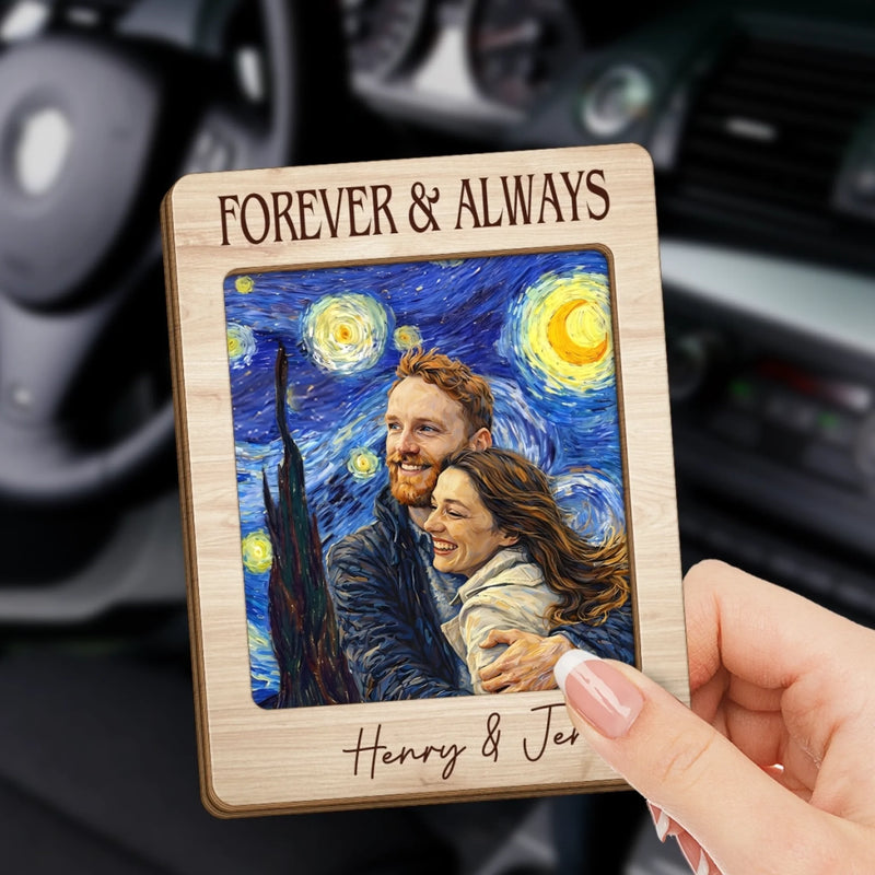 Custom Photo Car Visor Clip - Personalized Anniversary Wedding Gifts For Husband And Wife, Him And Her - Love You Forever & Always