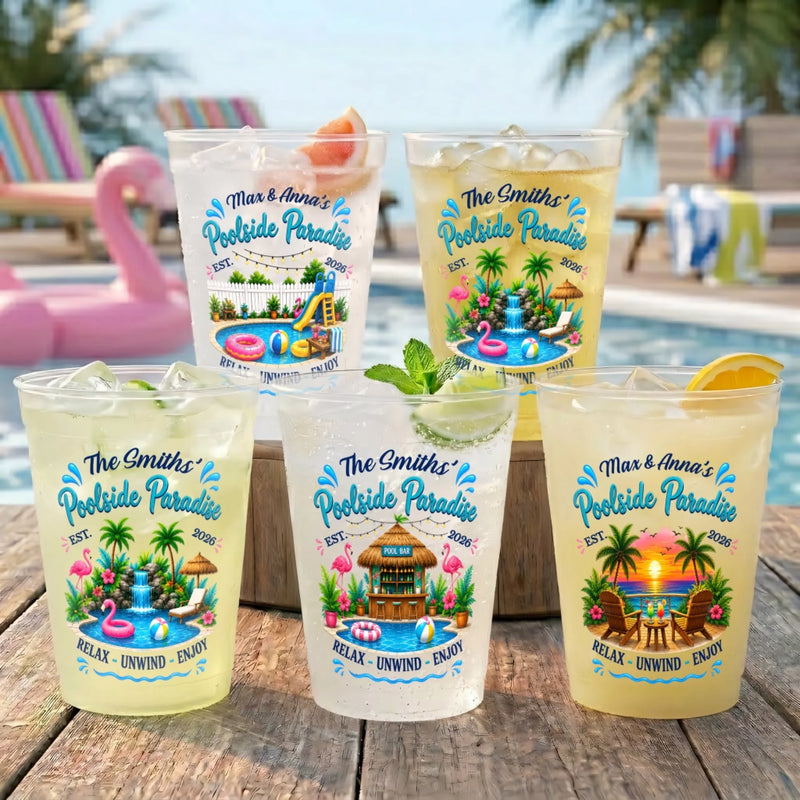 Custom Party Cups - Personalized Summer Vacation And Travel, Poolside Gifts For Best Friends, Family - Collect Moments Not Things