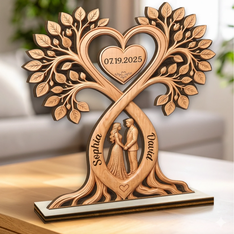 Custom 2-Layered Wooden Plaque - Personalized Anniversary Wedding Gifts For Husband And Wife, Him And Her - A Bond That Never Breaks