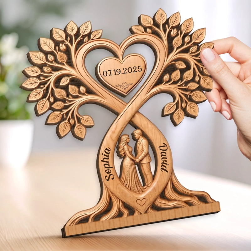 Custom 2-Layered Wooden Plaque - Personalized Anniversary Wedding Gifts For Husband And Wife, Him And Her - A Bond That Never Breaks