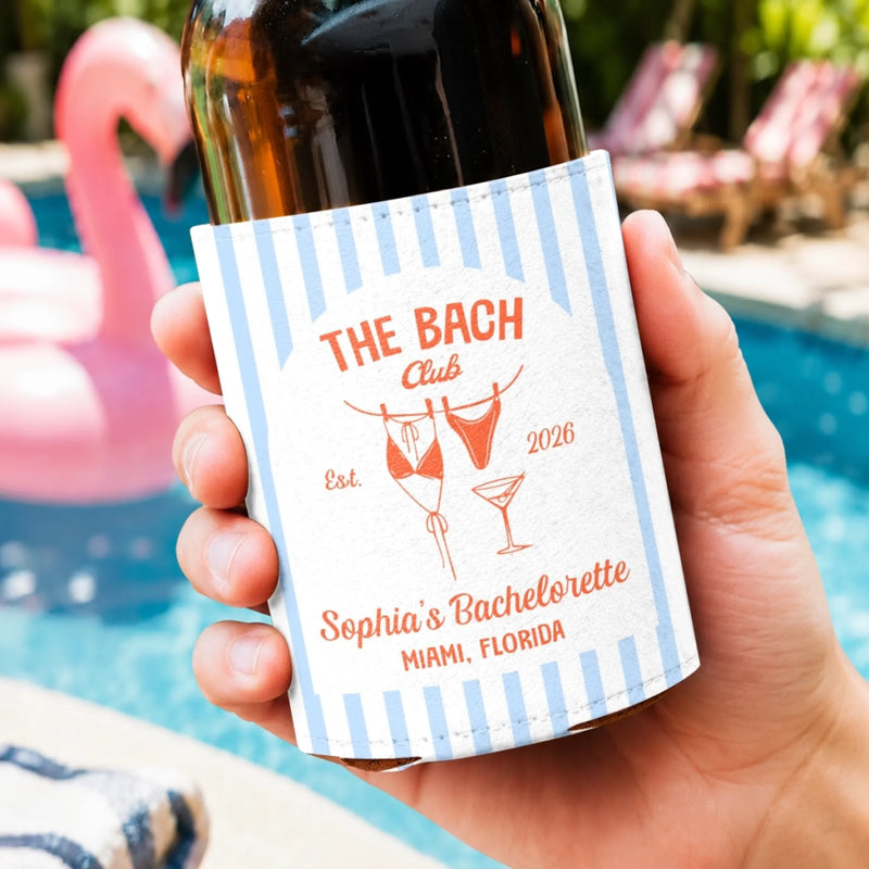 Custom Leather Can Cooler - Personalized Summer Vacation And Travel Gifts For Women, Besties, Sisters, BFF - Seas The Bach Day