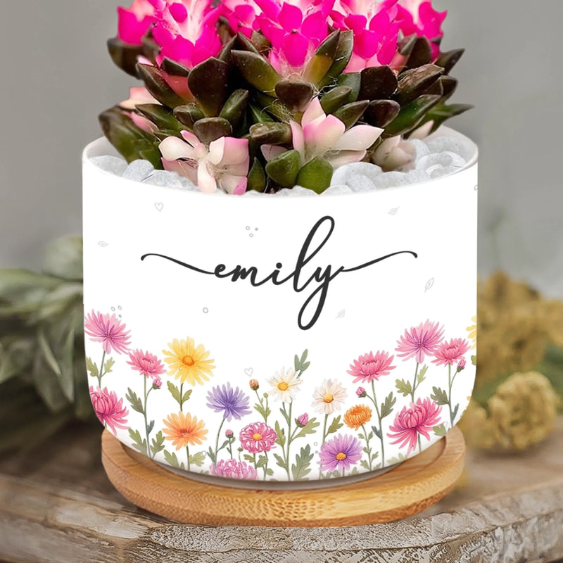 Custom Home Decor Ceramic Plant Pot -  Personalized Best Friend Birthday Gifts For Women, Besties, Sisters, BFF, Family, Yourself - Loving Myself First