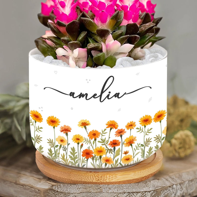 Custom Home Decor Ceramic Plant Pot -  Personalized Best Friend Birthday Gifts For Women, Besties, Sisters, BFF, Family, Yourself - Loving Myself First
