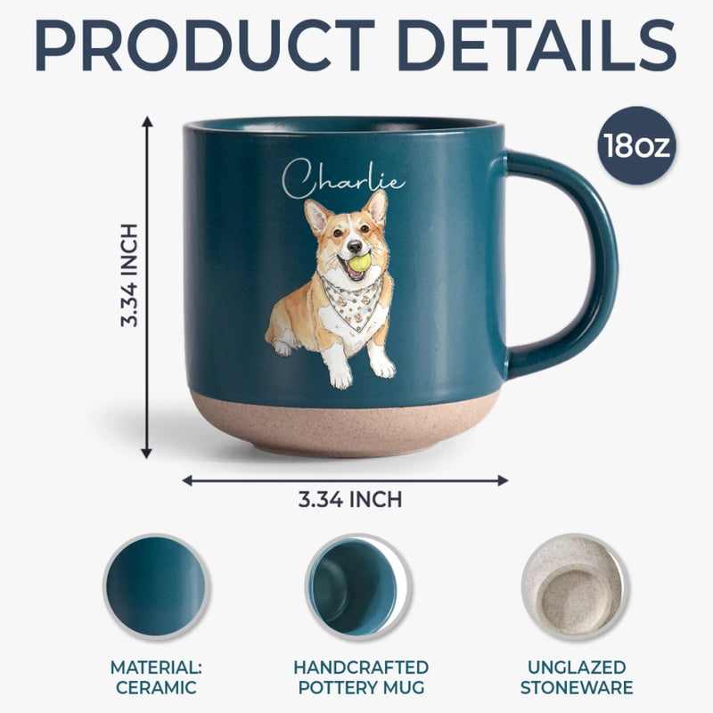 Custom Photo Printed Pottery Mug - Personalized Birthday Gifts For Dog Cat Lovers, Dog Dad And Mom, Cat Owners - My Best Friend Has Paws