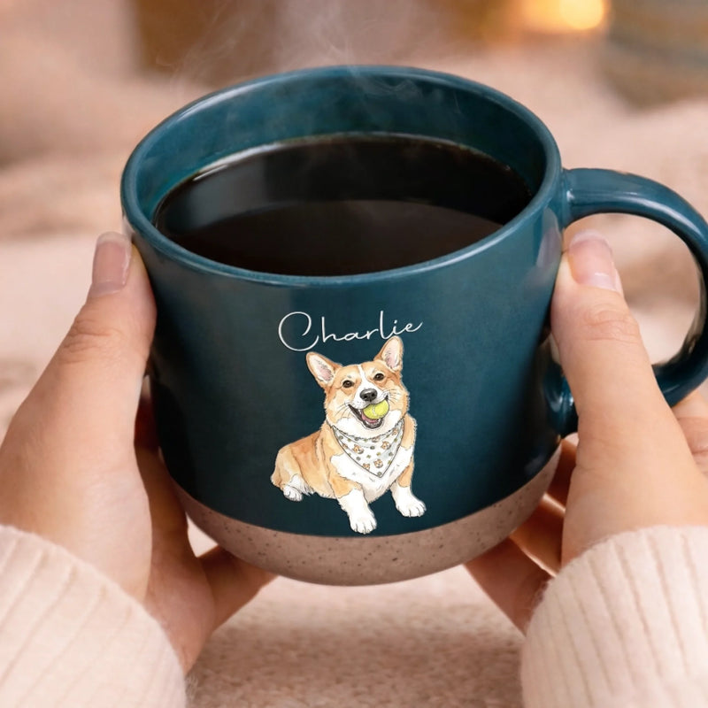 Custom Photo Printed Pottery Mug - Personalized Birthday Gifts For Dog Cat Lovers, Dog Dad And Mom, Cat Owners - My Best Friend Has Paws