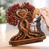 Custom 2-Layered Wooden Plaque - Personalized Anniversary Wedding Gifts For Husband And Wife, Him And Her - Love Blooms Under The Rose Tree