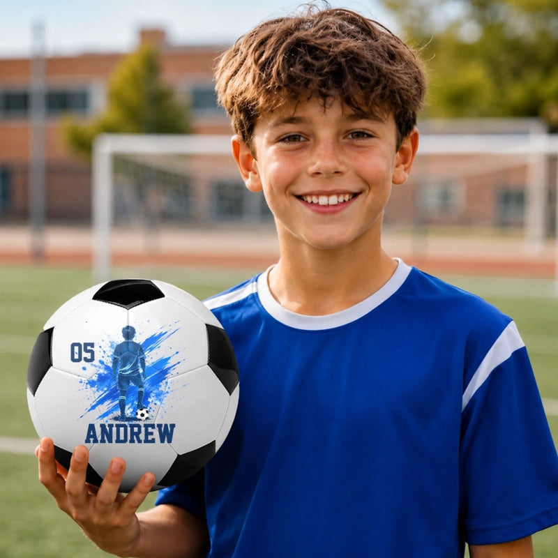 Custom World Football Soccer Ball - Personalized  Birthday Gifts For Football Lovers, Sports Fans, Sports Lovers - Eat Sleep Soccer Repeat