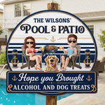 Custom Wood Sign - Personalized Summer Vacation And Travel Gifts For Husband And Wife, Dog Dad And Mom - Sipping Beers With My Furry Bestie