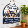 Custom Wood Sign - Personalized Summer Vacation And Travel Gifts For Husband And Wife, Dog Dad And Mom - Sipping Beers With My Furry Bestie