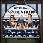 Custom Wood Sign - Personalized Summer Vacation And Travel Gifts For Husband And Wife, Dog Dad And Mom - Sipping Beers With My Furry Bestie