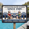 Custom Home Decor Metal Sign - Personalized  Summer Vacation And Travel Gifts For Husband And Wife, Him And Her - Couples Who Laugh Together, Stay Together