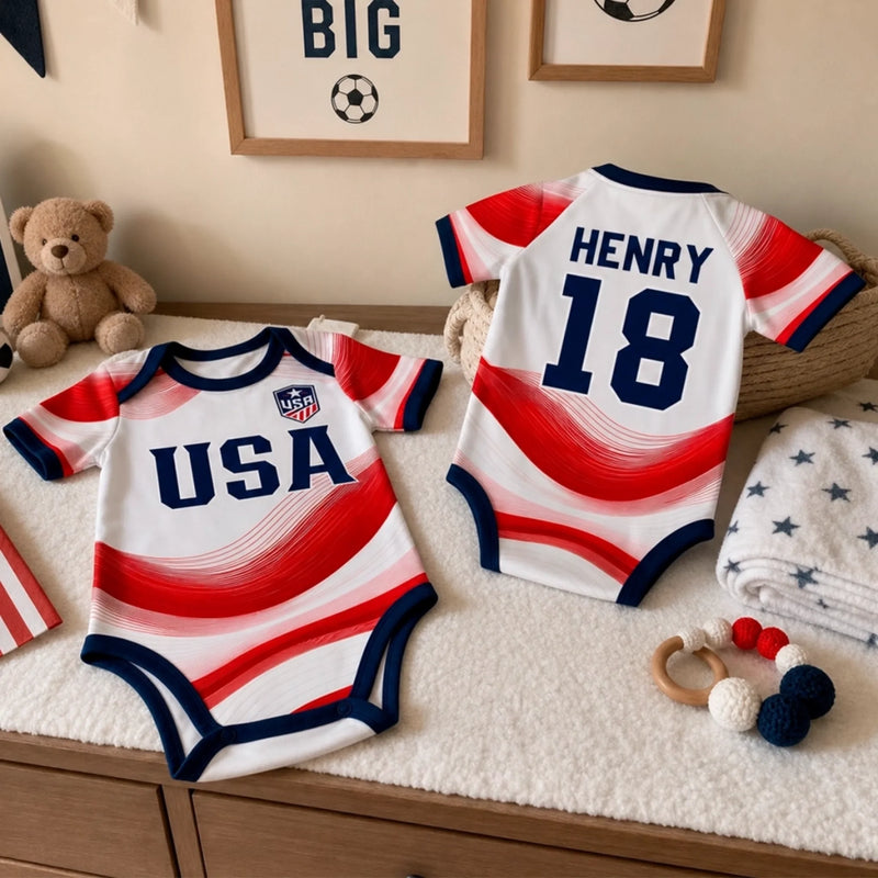 Custom Mexico World Football Baby Jersey Bodysuit
 - Personalized Baby Shower, Gender Reveal Gifts For New Moms, New Dads, Football Lovers - The Team's Youngest MVP
