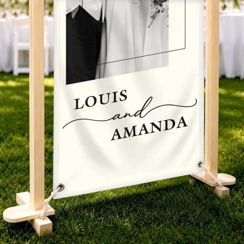 Custom Photo Welcome Banner - Personalized Anniversary Wedding Gifts For Husband And Wife, Him And Her - The Beginning Of Our Forever Story