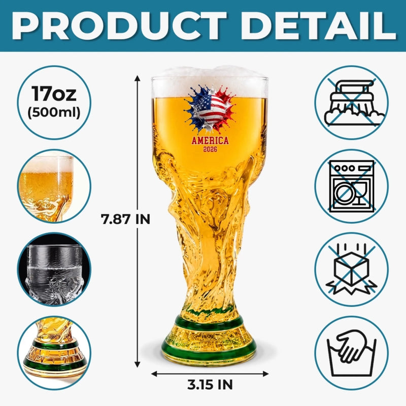 Custom USA World Football Trophy-Shaped Beer Glass - Personalized Birthday Gifts For Football Lovers, Sports Fans, Sports Lovers - Fueling The Soccer Hype