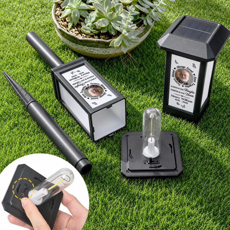 Custom Photo Solar Garden Light - Personalized Memorial Sympathy Gifts For Loss Of Mom, Dad - Forever In Our Hearts