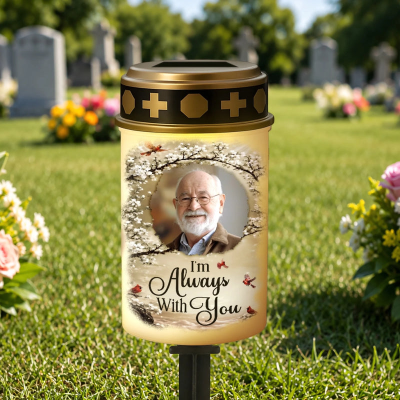 Custom Photo Solar Stake Lights - Personalized Memorial Sympathy Gifts For Loss Of Mom, Dad - Your Memory Shines On