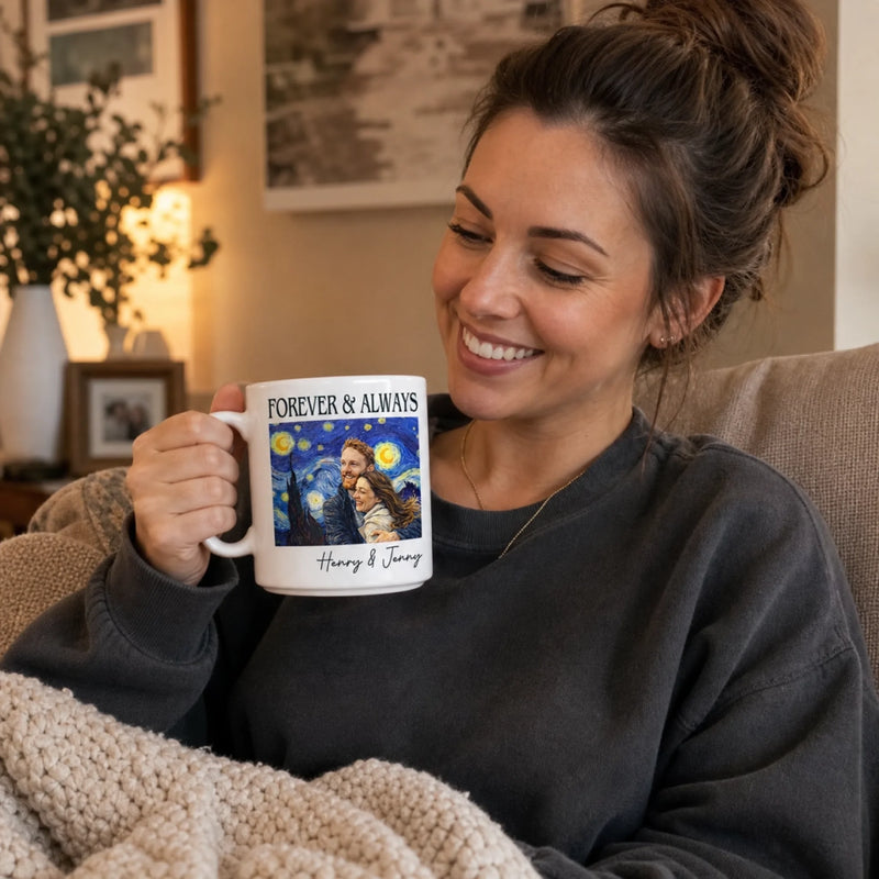 Custom Photo Mug - Personalized Anniversary Wedding Gifts For Husband And Wife, Him And Her - Forever To Go