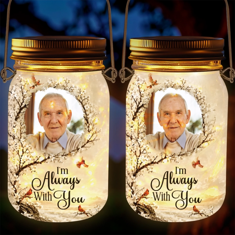 Custom Photo Solar Jar Lantern - Personalized Memorial Sympathy Gifts For Loss of Mom, Dad - Your Memory Is My Treasure