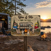 Custom Home Decor Metal Sign - Personalized Anniversary Wedding Camping Gifts For Campers, Husband And Wife, Him And Her, Dog Lovers - Woods Wanderers Together Forever