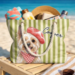 Custom Summer Beach Bag - Personalized Birthday Gifts For Dog Cat Lovers, Dog Dad And Mom, Cat Owners - Sunny Paws Happy Days