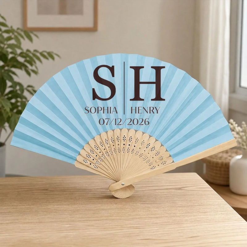 Custom Bamboo Hand Fan - Personalized Anniversary Wedding Gifts For Husband And Wife, Him And Her - Cherishing Every Single Moment Together