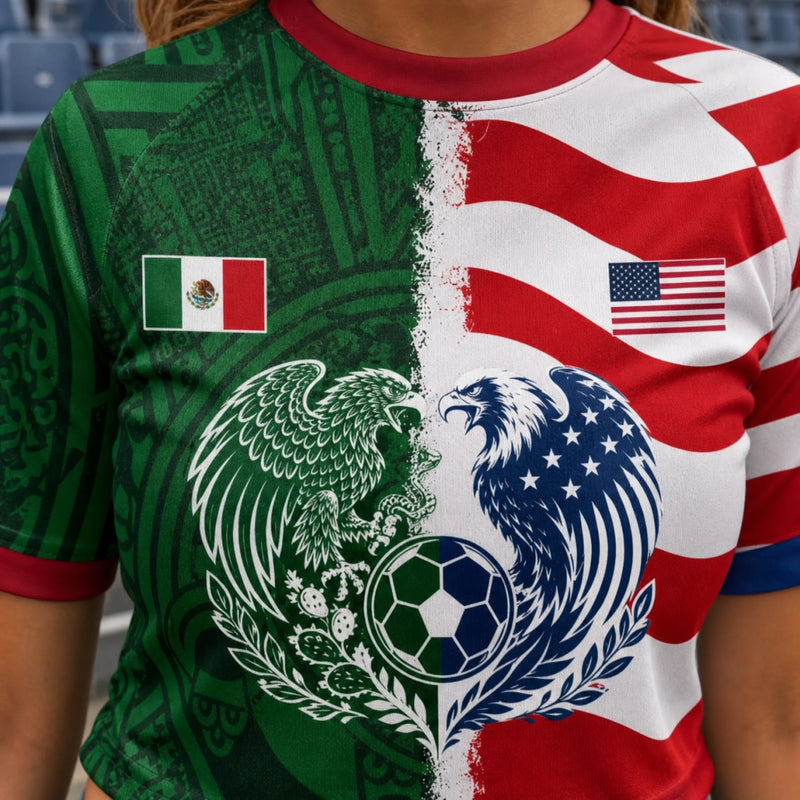 Custom Women's World Football Jersey Crop Tee - Personalized Birthday Gifts For Football Lovers, Sports Fans, Sports Lovers - Best Of Both Worlds On Pitch