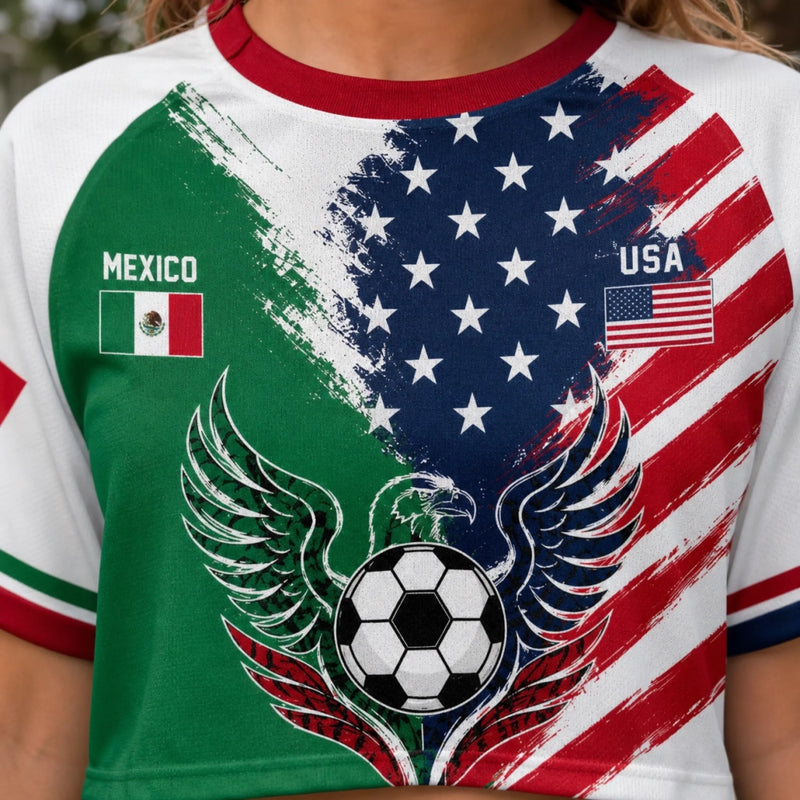 Custom Women's World Football Jersey Crop Tee - Personalized Birthday Gifts For Football Lovers, Sports Fans, Sports Lovers - Game On, World