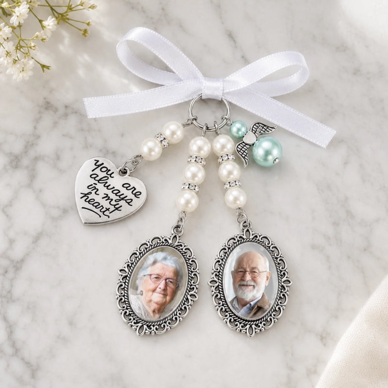Custom Photo Bouquet Charm - Personalized Memorial Sympathy Gifts For Brides - In Loving Memory
