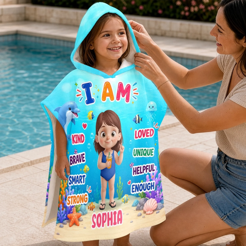 Custom Poncho Beach Towel - Personalized Summer Vacation And Travel Gifts For Women, Men, Kids - Starfish On The Beach